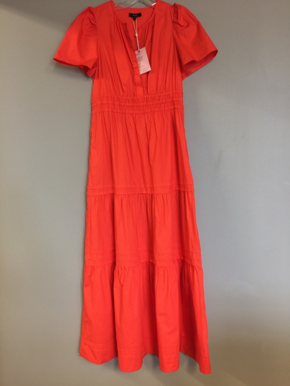 Women's Tiered Maxi Dress. 100% organic cotton in Vermillion Red. - Picture 4 of 6